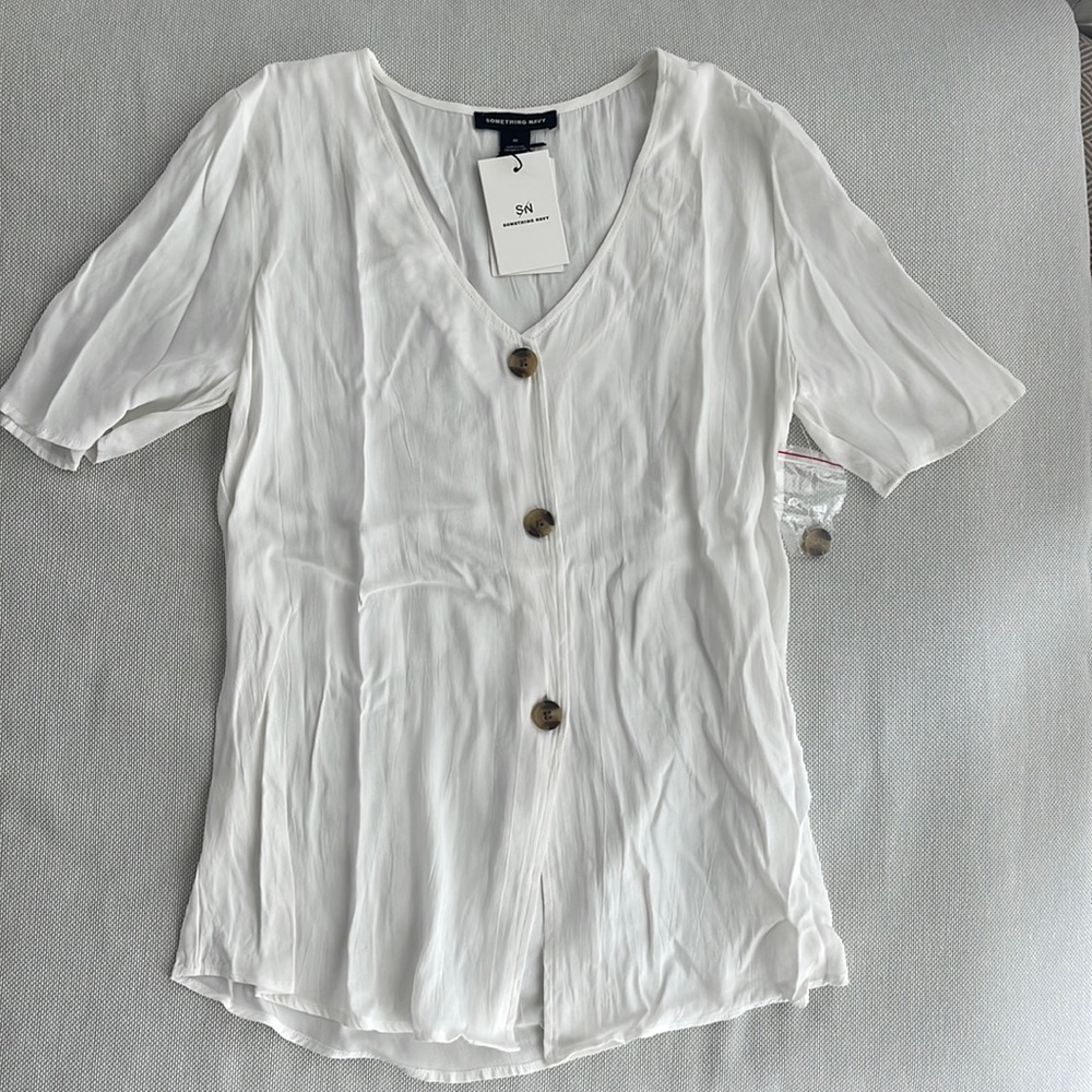 White Flowy Shirt NWT